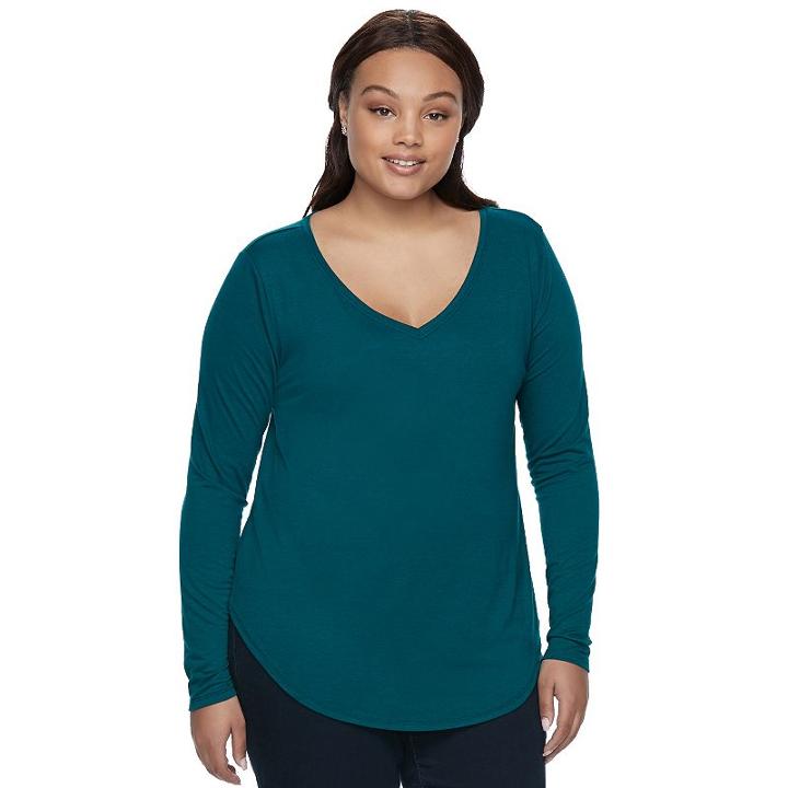 Juniors' Plus Size So&reg; V-neck Long Sleeve Tee, Teens, Size: 1xl, Brt Blue
