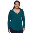 Juniors' Plus Size So&reg; V-neck Long Sleeve Tee, Teens, Size: 1xl, Brt Blue