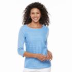 Women's Croft & Barrow&reg; Lace-front Scoopneck Tee, Size: Xl, Light Blue