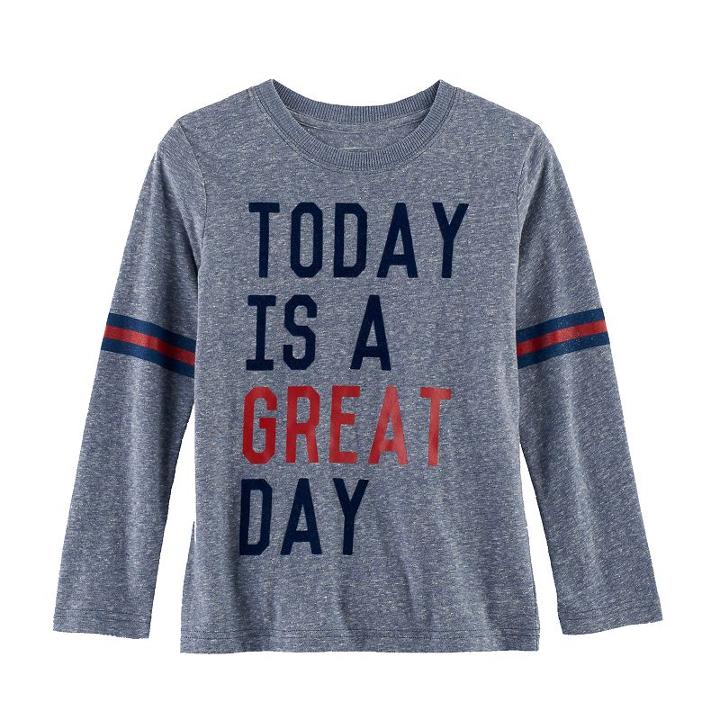 Boys 4-7x Sonoma Goods For Life&trade; Felt Today Is A Great Day Striped Graphic Tee, Size: 5, Dark Blue