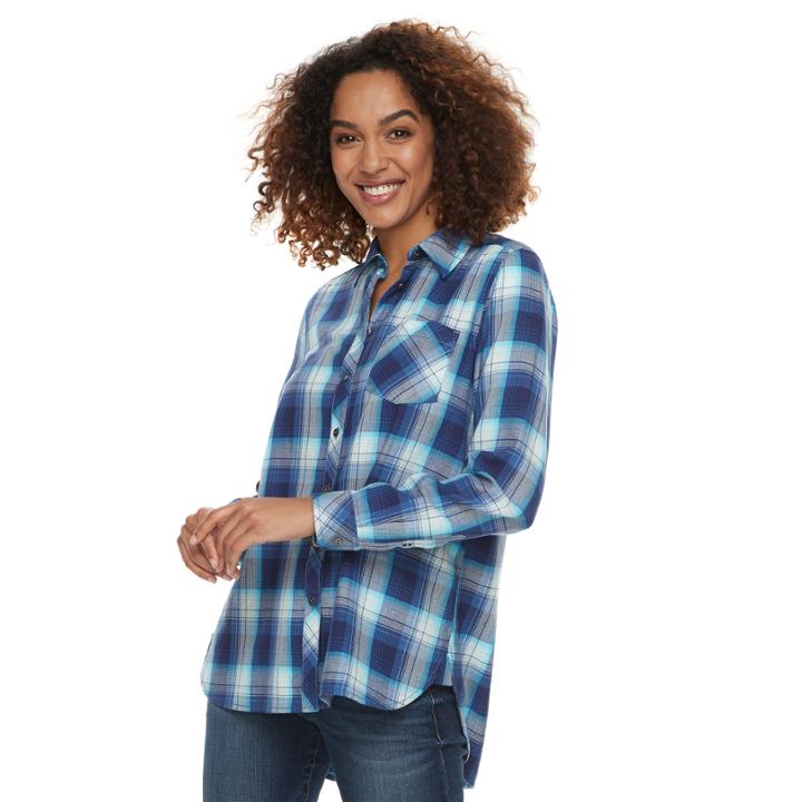 Women's Sonoma Goods For Life&trade; Supersoft Essential Shirt, Size: Large, Dark Blue