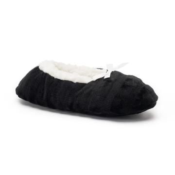 Women's Sonoma Goods For Life&trade; Textured Striped Fuzzy Babba Ballerina Slippers, Size: M-l, Black