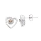 Sterling Silver 1/10 Carat T.w. Champagne & White Diamond Heart Stud Earrings, Women's
