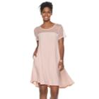 Women's Nina Leonard Swiss-dot Swing Dress, Size: Small, Dark Red