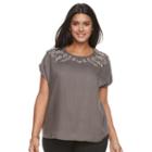 Plus Size Apt. 9&reg; Embellished Bar Back Tee, Women's, Size: 3xl, Grey