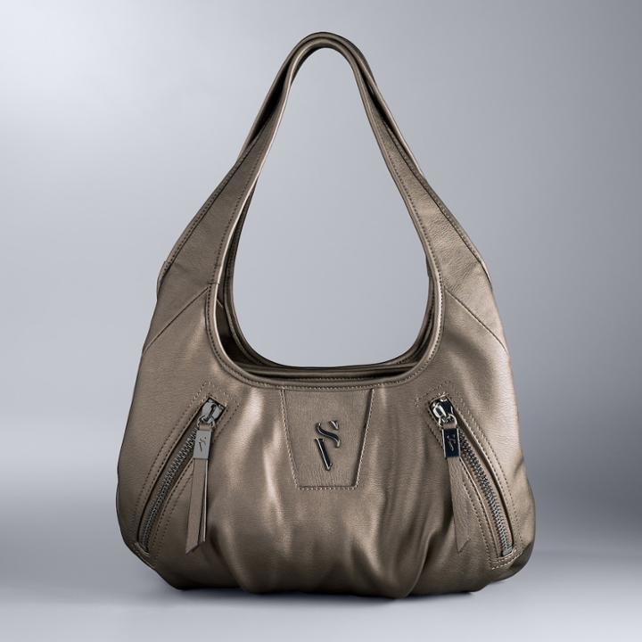 Simply Vera Vera Wang Sidekick Diagonal Zipper Satchel, Women's, Med Brown