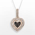 Rose Gold Tone Over Sterling Silver 1/4-ct. T.w. Diamond Heart Pendant, Women's, Size: 16, Brown