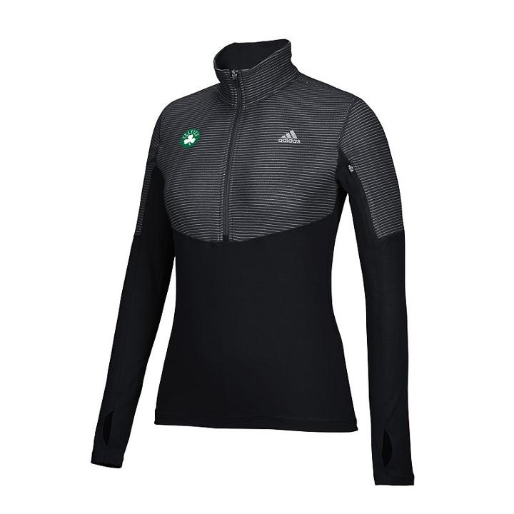 Women's Adidas Boston Celtics Team Logo 1/2-zip Pullover, Size: Xl, Black