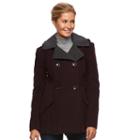 Women's Braetan Two Tone Hooded Peacoat, Size: Large, Purple