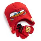 Disney / Pixar Cars Toddler Boy Lightning Mcqueen Trapper Hat & Mittens Set, Red