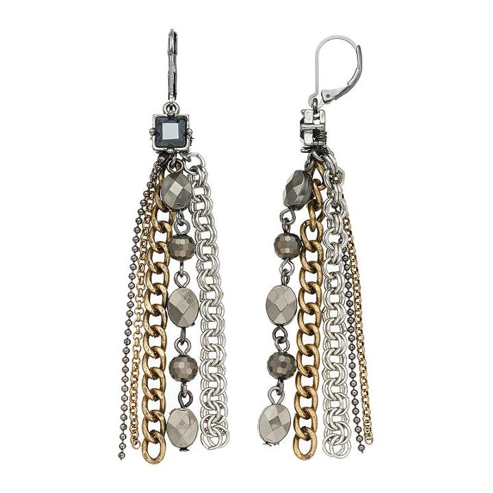 Simply Vera Vera Wang Nickel Free Tri Tone Fringe Drop Earrings, Women's, Lt Brown