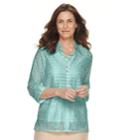 Petite Alfred Dunner Studio 3-pc. Sheer Blouse & Necklace Set, Women's, Size: 16 Petite, Turquoise/blue (turq/aqua)
