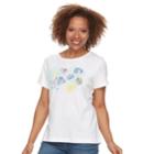 Petite Croft & Barrow&reg; Crewneck Graphic Tee, Women's, Size: S Petite, Light Blue