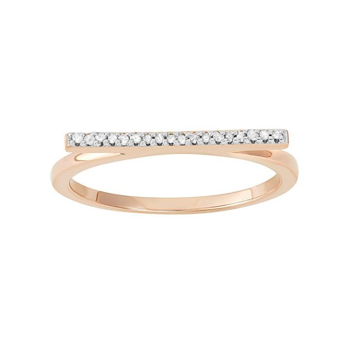 Diamond Accent 14k Gold-bonded Sterling Silver Bar Ring, Women's, Size: 8, Pink