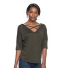 Women's Juicy Couture Marled Crisscross Tee, Size: Large, Med Green