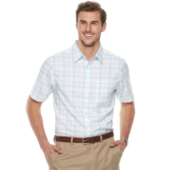 Big & Tall Haggar Regular-fit Microfiber Woven Button-down Shirt, Men's, Size: L Tall, White