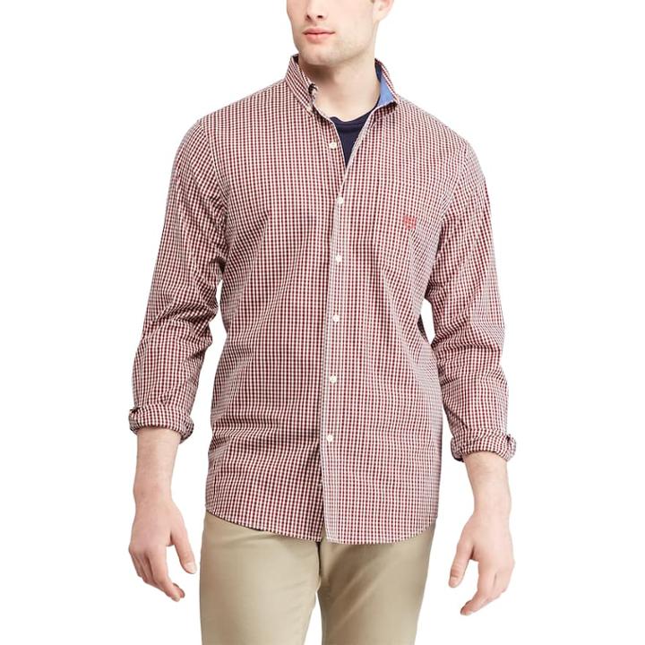 Men's Chaps Regular-fit Stretch Easy-care Button-down Shirt, Size: Large, Red