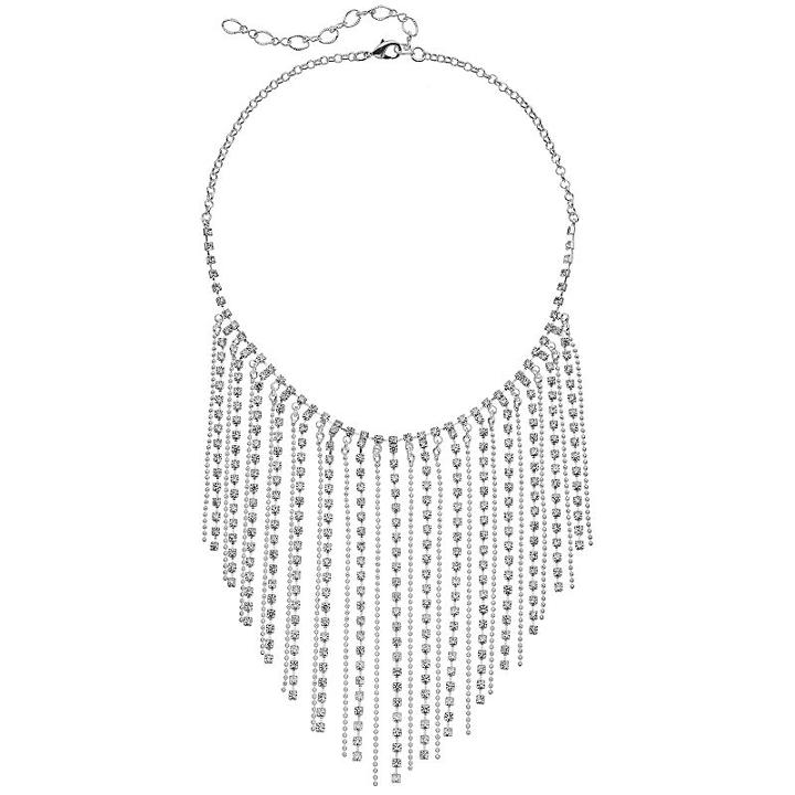 Fringe Statement Necklace, Women's, Silver
