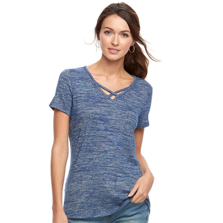 Women's Sonoma Goods For Life&trade; Crisscross Tee, Size: Small, Dark Blue