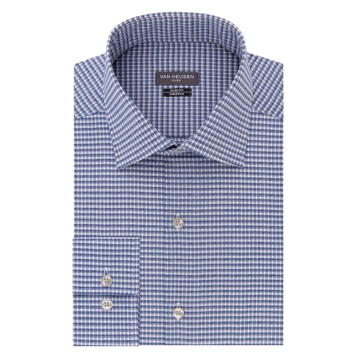 Men's Van Heusen Slim-fit Flex Spread-collar Dress Shirt, Size: 17-32/33, Blue (navy)