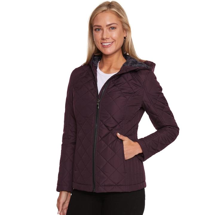 Women's Halitech Hooded Quilted Jacket, Size: Large, Red