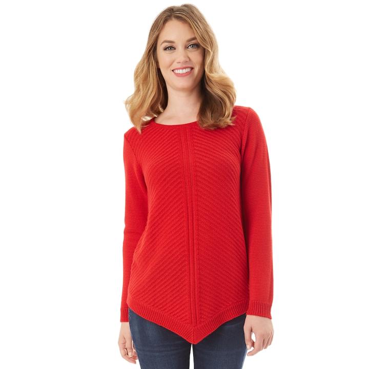 Women's Apt. 9&reg; Mitered Crewneck Sweater, Size: Small, Red