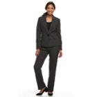 Women's Le Suit Pinstriped Jacket & Pant Suit, Size: 14, Black