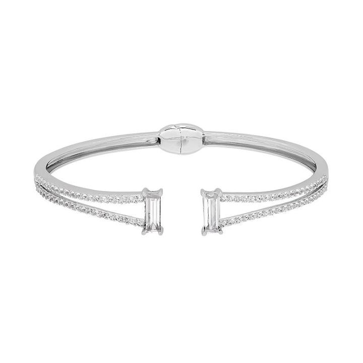 Simply Vera Vera Wang Sterling Silver Lab-created White Sapphire Open Bangle Bracelet, Women's, Size: 7