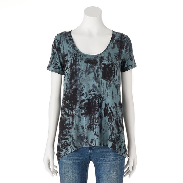 Women's Rock & Republic&reg; High-low Tie-dye Tee, Size: Medium, Med Grey