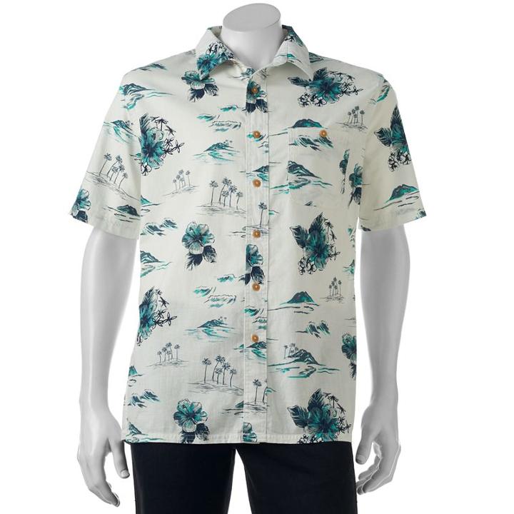 Men's Croft & Barrow&reg; Classic-fit Tropical Button-down Shirt, Size: Medium, Silver