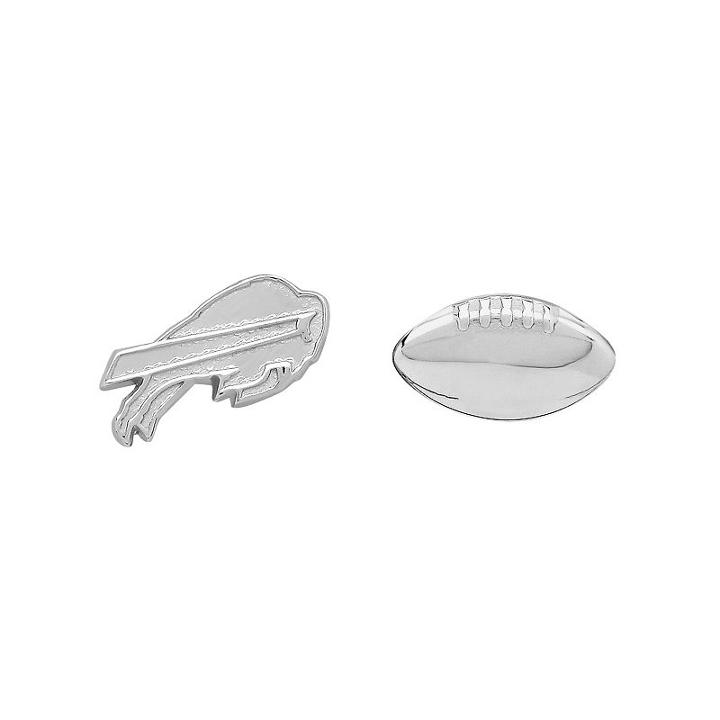 Buffalo Bills Team Logo & Football Mismatch Stud Earrings, Women's, Silver
