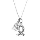 Divine Light Sterling Silver Cubic Zirconia Follow Me Fish Charm Necklace, Women's, Grey