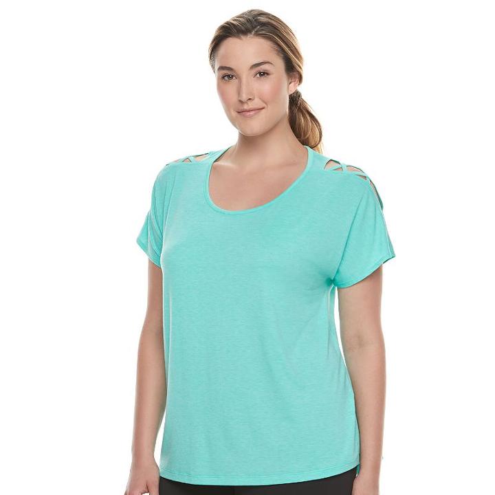 Plus Size Tek Gear&reg; Lattice Shoulder Tee, Women's, Size: 2xl, Med Green