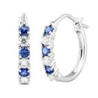 Diamonluxe Sterling Silver 1/2 Carat T.w. Simulated Diamond & Lab-created Sapphire Hoop Earrings, Women's, Blue