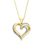 Gold Tone Sterling Silver 1/4 Carat T.w. Diamond Heart Pendant, Women's, Size: 18, White
