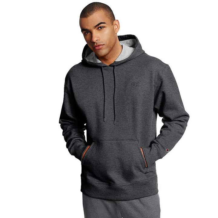 Men's Champion Fleece Powerblend Hoodie, Size: Small, Dark Grey