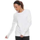 Women's Tek Gear&reg; Crewneck Thumb Hole Sweatshirt, Size: Small, White