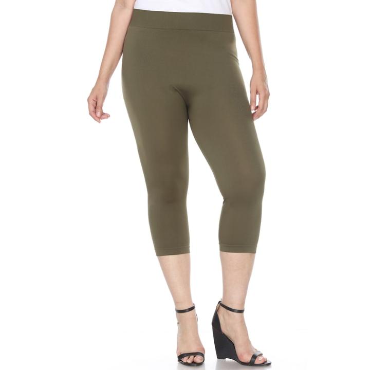 Plus Size White Mark Capri Leggings, Women's, Green