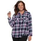 Plus Size Croft & Barrow&reg; Classic Soft Button-down Shirt, Women's, Size: 4xl, Dark Blue