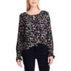 Women's Chaps Print Peasant Top, Size: Xs, Blue