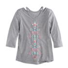 Girls 7-16 Mudd&reg; 3/4-sleeve Cutout Printed Tee, Size: 7-8, Grey
