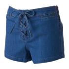 Juniors' Mudd&reg; Lace-up Denim Shortie Shorts, Girl's, Size: 1, Blue Other