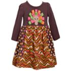 Girls 7-16 Bonnie Jean Turkey Applique Dress, Size: 8, Brown