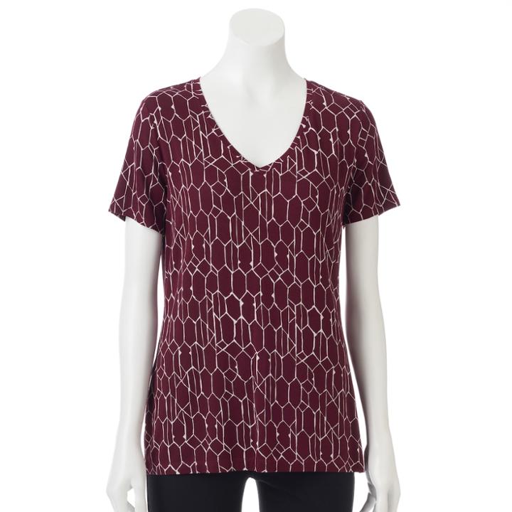 Petite Apt. 9&reg; Essential V-neck Tee, Women's, Size: S Petite, Red
