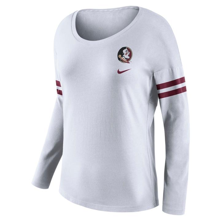 Women's Nike Florida State Seminoles Tailgate Long-sleeve Tee, Size: Small, White