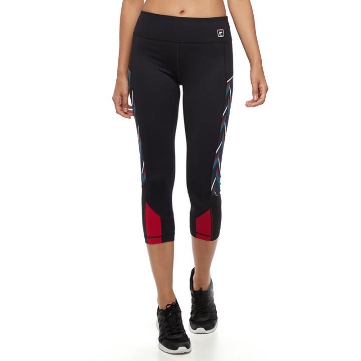 Women's Fila Sport&reg; Contrast Pocket Capri Leggings, Size: Medium, Black