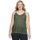 Juniors' Plus Size Mudd&reg; Double V-neck Camisole, Girl's, Size: 3xl, Med Green