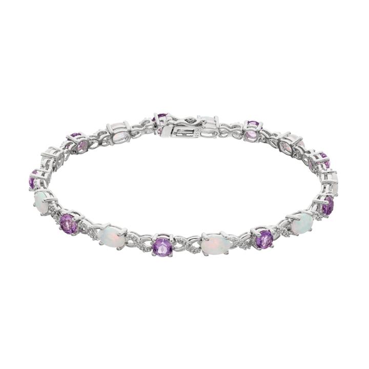 Sterling Silver Gemstone & Diamond Accent Infinity Bracelet, Women's, Size: 7.25, Multicolor