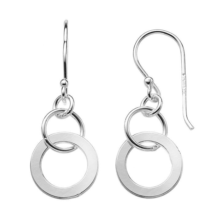Sterling Silver Circle Drop Earrings, Women's, Grey