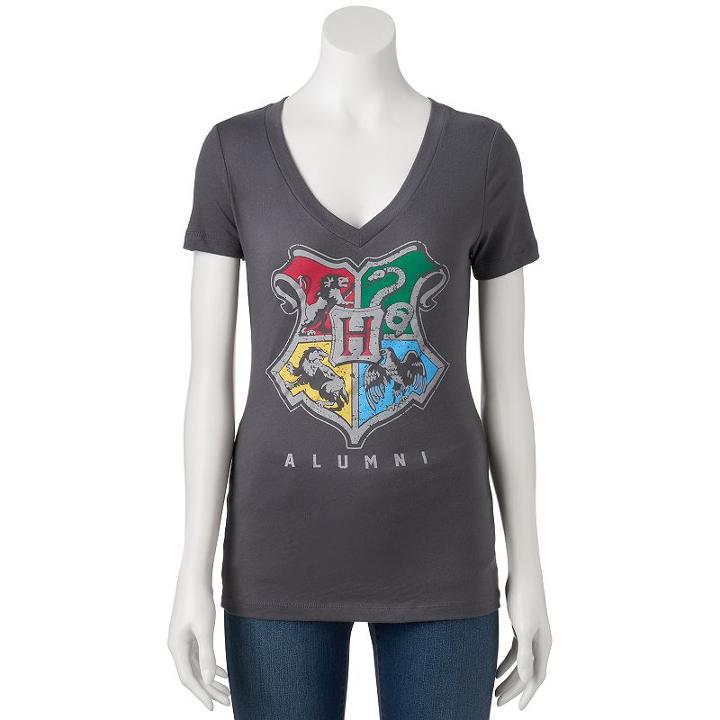 Juniors' Harry Potter Hogwarts Alumni Graphic Tee, Girl's, Size: Small, Grey (charcoal)